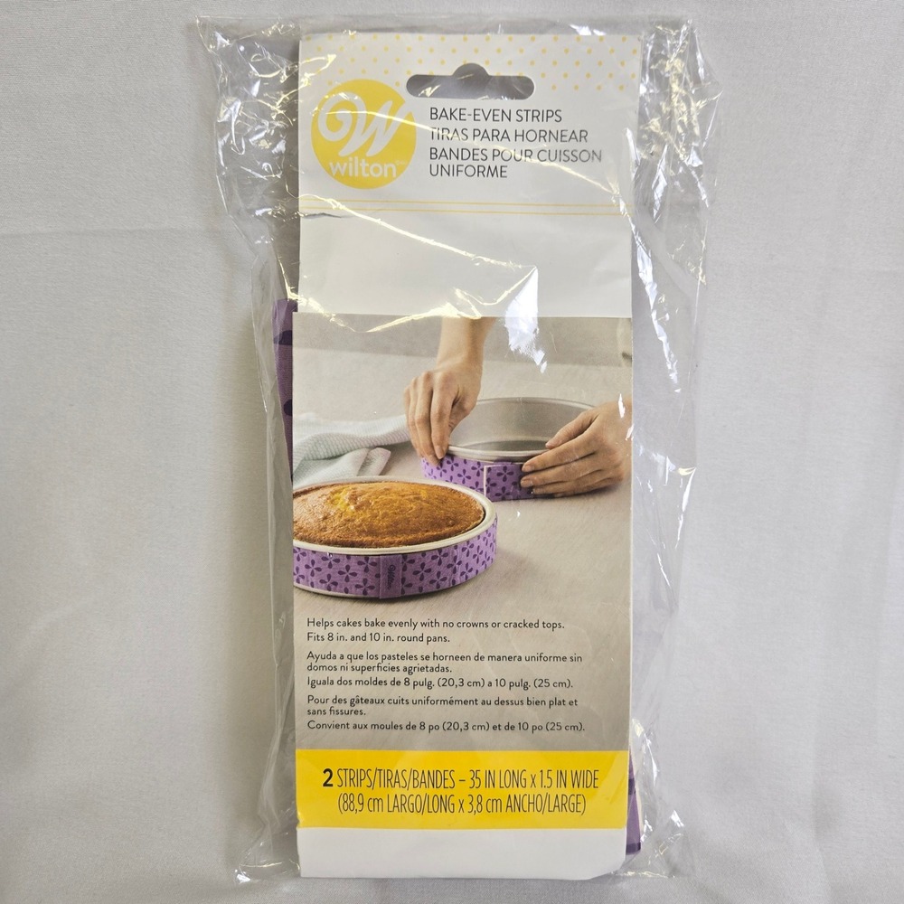 Wilton Bake Even Strips 2 Strips 35" x 1.5" Fits 8" & 10" Round Pans Purple New